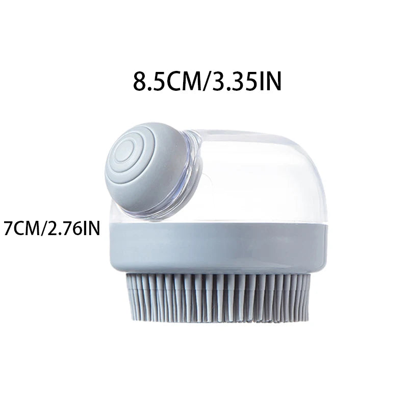 Pet Bath Brush Soft Silicone With Shampoo Dispenser Gentle Massage For Grooming And Cleaning Fur And Hair
