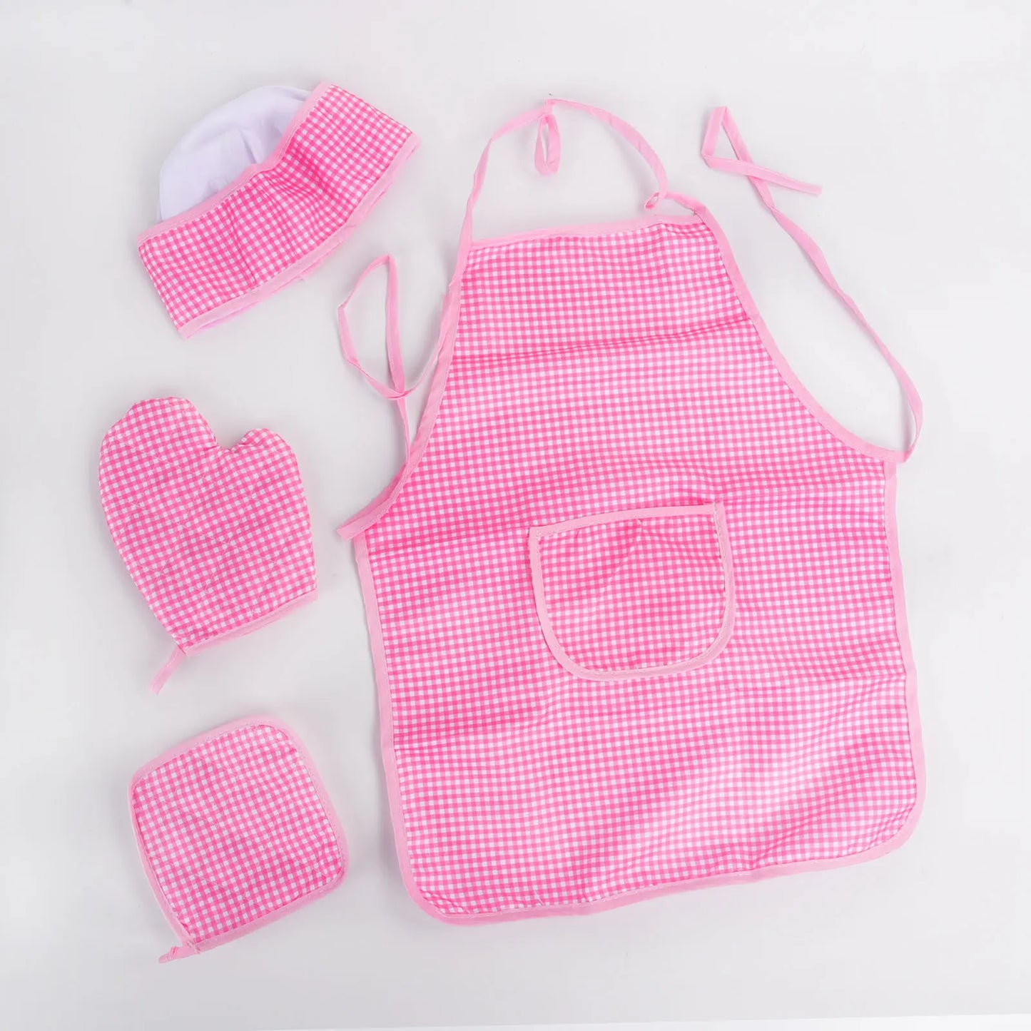 Play The Role Of A Family Dress Up In The Kitchen Cook Set Baked Checkered Apron Toy