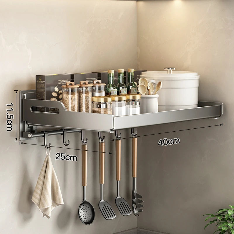 Wall Mounted Kitchen Utensils Organizer Home Spice Rack Box Jar Dish Drying Rack Wall Shelves Kitchen Storage Supplies Accessory
