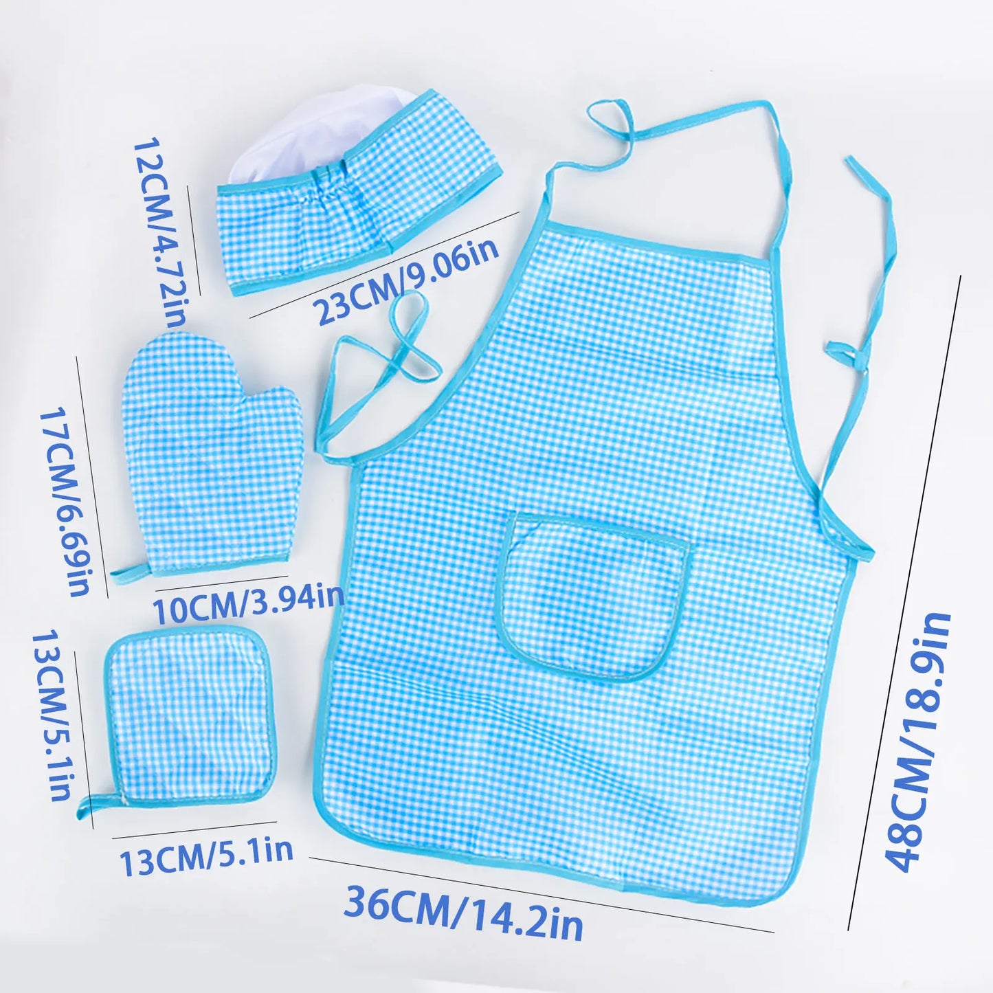 Play The Role Of A Family Dress Up In The Kitchen Cook Set Baked Checkered Apron Toy