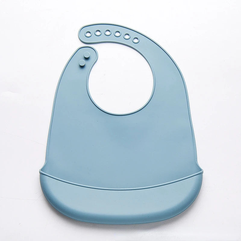 Baby Silicone Bibs Babies Waterproof Bib Solid Color 6-speed Adjustment Saliva Pocket Children's Burp Cloths Accessories Newborn