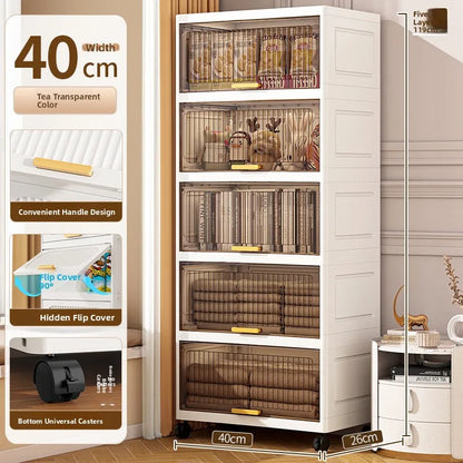 Batoom Kitchen  Storage Cabinet Multi-layer Ra Door Ba Flip Cover Cabinet Wall Mounted Organizer for Clothes Living ...