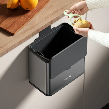 Kitchen  garbage can wall hanging waste paper basket trash can Kitchen cabinet hanging trash can Desktop trash bin dustbin with