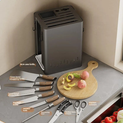 Stainless Steel Knife Holder Kitchen Rack Countertop Cutting Board Rack Cutting Board Knife Integrated Home Knife Holder Storage