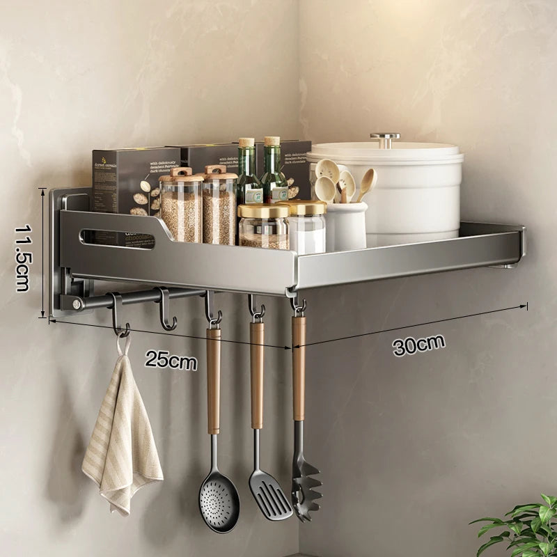 Wall Mounted Kitchen Utensils Organizer Home Spice Rack Box Jar Dish Drying Rack Wall Shelves Kitchen Storage Supplies Accessory