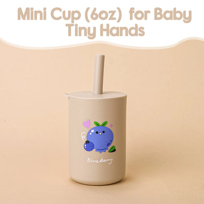 Baby Feeding Straw Cup Baby Cartoon Learning Feeding Cup Food Grade Silicone Toddler Water Bottle Tableware BPA Free Baby Gifts