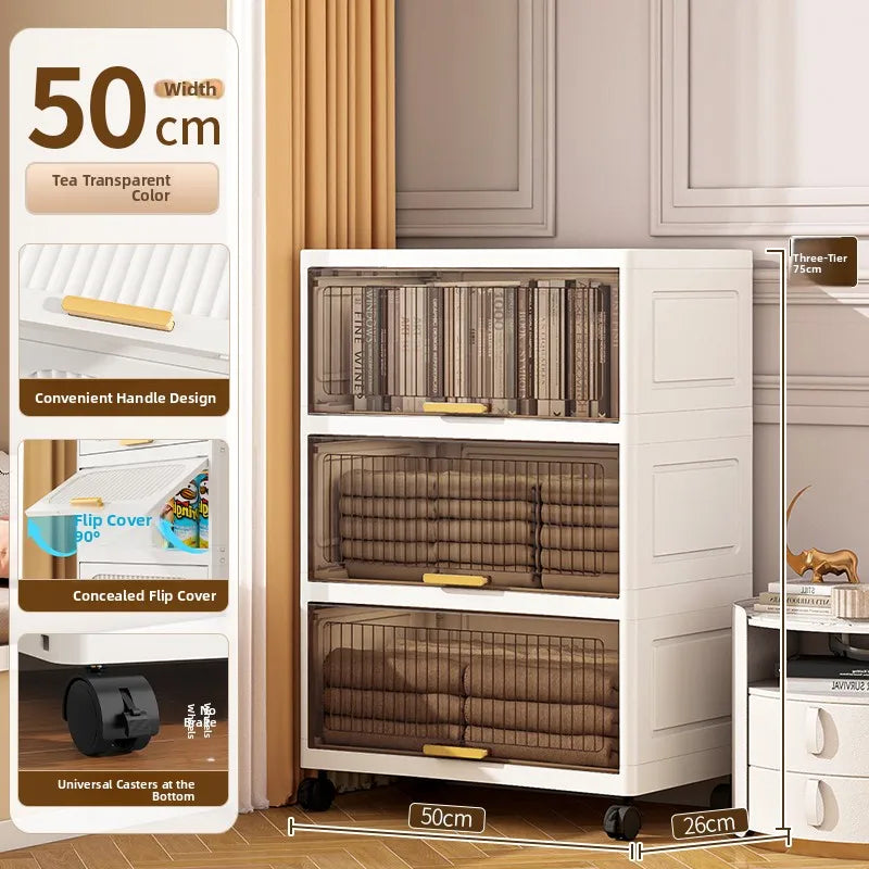 Batoom Kitchen  Storage Cabinet Multi-layer Ra Door Ba Flip Cover Cabinet Wall Mounted Organizer for Clothes Living ...