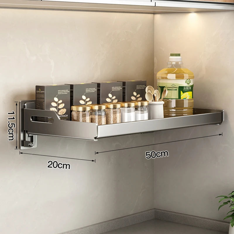 Wall Mounted Kitchen Utensils Organizer Home Spice Rack Box Jar Dish Drying Rack Wall Shelves Kitchen Storage Supplies Accessory