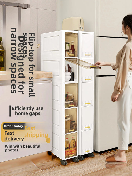 Batoom Kitchen  Storage Cabinet Multi-layer Ra Door Ba Flip Cover Cabinet Wall Mounted Organizer for Clothes Living ...