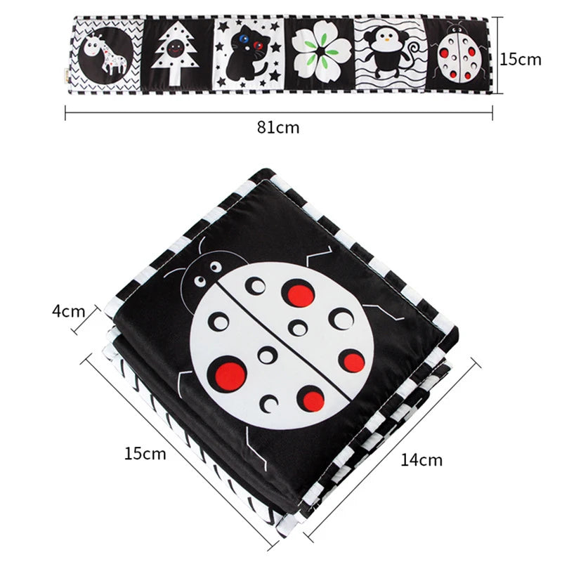 Newborn Sensory Toys For Babies Educational Baby Book Crib Toys Black White Baby Toys Animal Cloth Book Baby Toys 0 12 Months