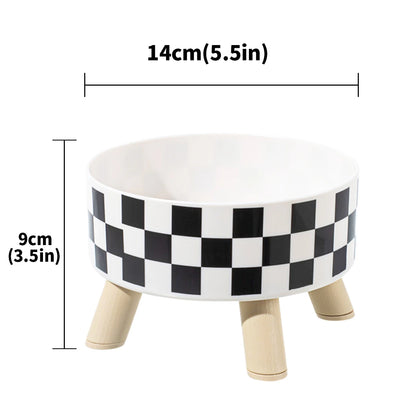 Pet cat and dog plastic bowl with polka dot checkerboard pattern, non-slip and easy to clean