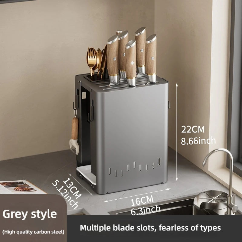 Stainless Steel Knife Holder Kitchen Rack Countertop Cutting Board Rack Cutting Board Knife Integrated Home Knife Holder Storage