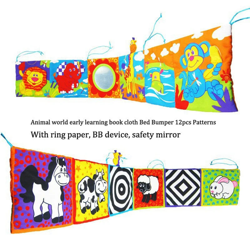 Newborn Sensory Toys For Babies Educational Baby Book Crib Toys Black White Baby Toys Animal Cloth Book Baby Toys 0 12 Months