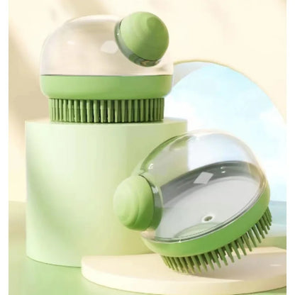 Pet Bath Brush Soft Silicone With Shampoo Dispenser Gentle Massage For Grooming And Cleaning Fur And Hair