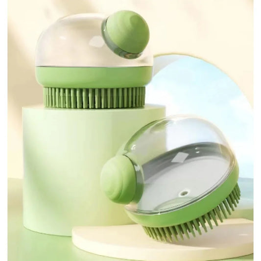 Pet Bath Brush Soft Silicone With Shampoo Dispenser Gentle Massage For Grooming And Cleaning Fur And Hair