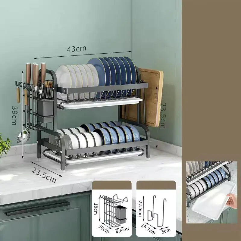 Kitchen rack dishware storage rack drain rack household multi-functional dish rack bowl and chopsticks storage box cupboard