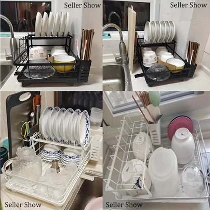 3.Storage bowl and plate rack, countertop, multi-functional bowl rack, kitchen storage rack inside the cabinet
