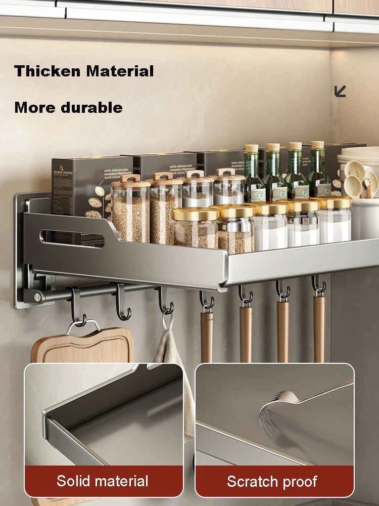 Wall Mounted Kitchen Utensils Organizer Home Spice Rack Box Jar Dish Drying Rack Wall Shelves Kitchen Storage Supplies Accessory