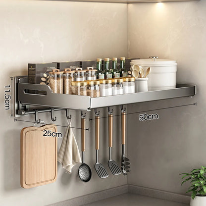 Wall Mounted Kitchen Utensils Organizer Home Spice Rack Box Jar Dish Drying Rack Wall Shelves Kitchen Storage Supplies Accessory