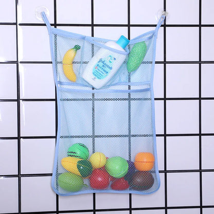 Baby Shower Bath Toys White Baby Kids Toy Storage Mesh With Strong Suction Cups Toy Bag Net Bathroom Organizer