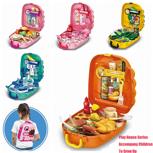 Kids Play Kitchen Set, Pretend Play Cooking Toys Set, Hamburg Doctor Tools Makeup Toys Playset For Toddlers, PlayHouse For Kids