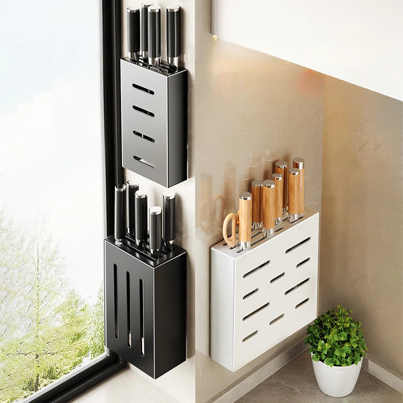Kitchen knife storage box, knife holder, non-perforation, wall-mounted rack, kitchen items，kitchen accessories organizer