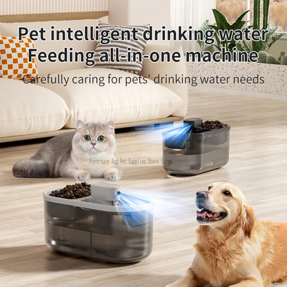 Pet Cat Automatic Induction Feeder Water Dispenser Large Capacity Water Dispenser Dry Wet Separation Food Container Pet Supplies