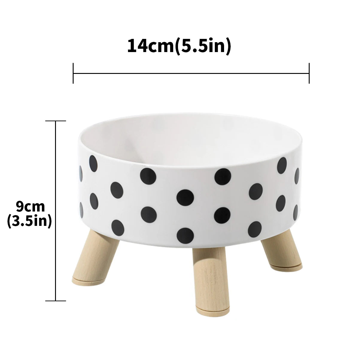 Pet cat and dog plastic bowl with polka dot checkerboard pattern, non-slip and easy to clean