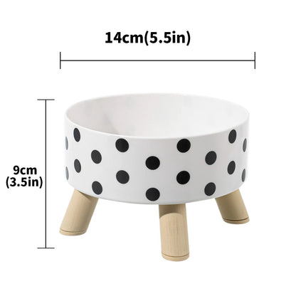 Pet cat and dog plastic bowl with polka dot checkerboard pattern, non-slip and easy to clean
