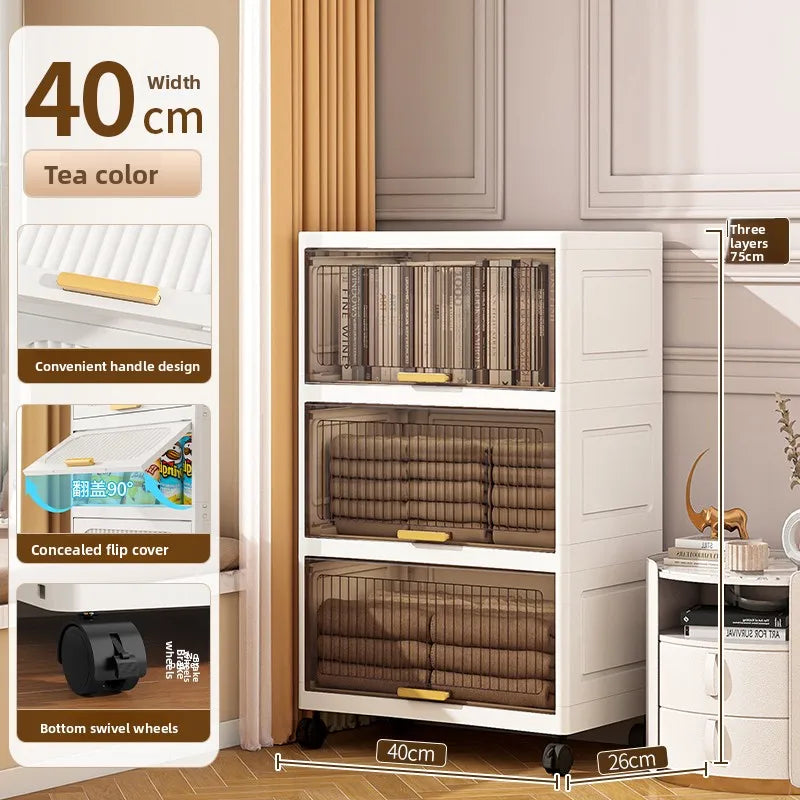Batoom Kitchen  Storage Cabinet Multi-layer Ra Door Ba Flip Cover Cabinet Wall Mounted Organizer for Clothes Living ...