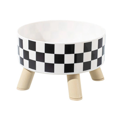 Pet cat and dog plastic bowl with polka dot checkerboard pattern, non-slip and easy to clean