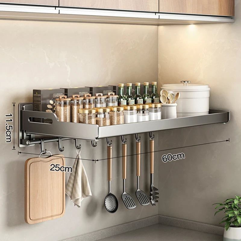 Wall Mounted Kitchen Utensils Organizer Home Spice Rack Box Jar Dish Drying Rack Wall Shelves Kitchen Storage Supplies Accessory