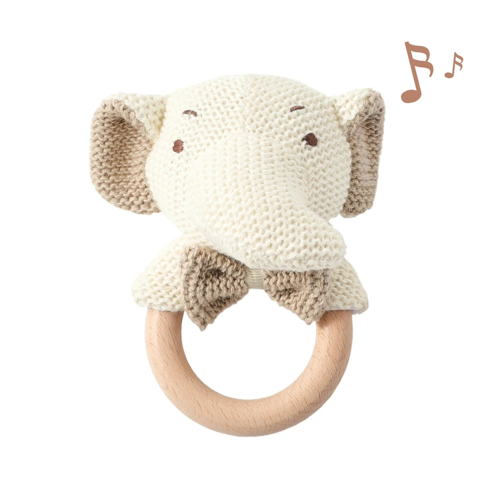 Baby Rattle Toys Cute Bear Crochet Animal Toys Cartoon Wooden Teether Baby Mobile Crib Product Wooden Newborn Rattle Toys