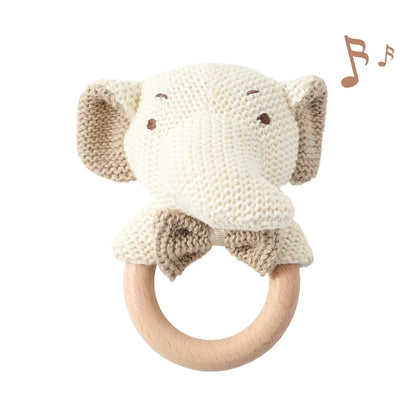 Baby Rattle Toys Cute Bear Crochet Animal Toys Cartoon Wooden Teether Baby Mobile Crib Product Wooden Newborn Rattle Toys