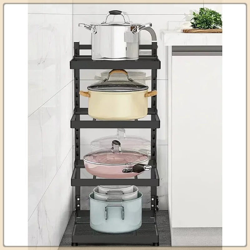 Kitchen Sink Storage Rack Multi-Layer Cooker Storage Rack For Home Stovetop Cabinets Adjustable Pot Rack