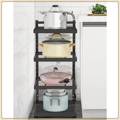 Kitchen Sink Storage Rack Multi-Layer Cooker Storage Rack For Home Stovetop Cabinets Adjustable Pot Rack
