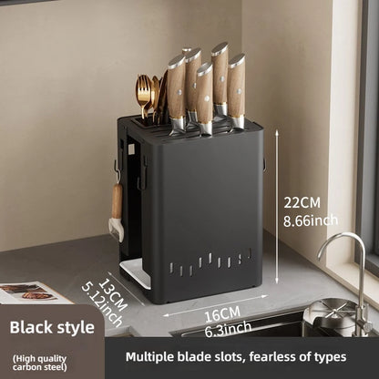 Stainless Steel Knife Holder Kitchen Rack Countertop Cutting Board Rack Cutting Board Knife Integrated Home Knife Holder Storage