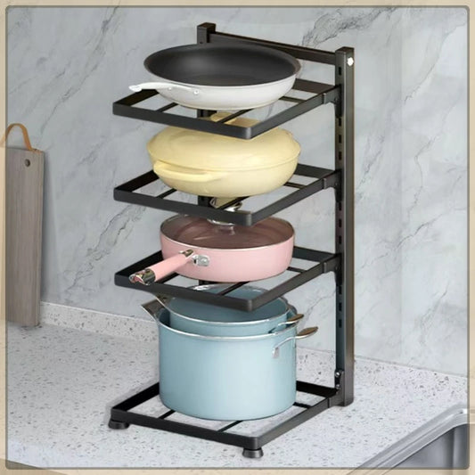 Kitchen Sink Storage Rack Multi-Layer Cooker Storage Rack For Home Stovetop Cabinets Adjustable Pot Rack