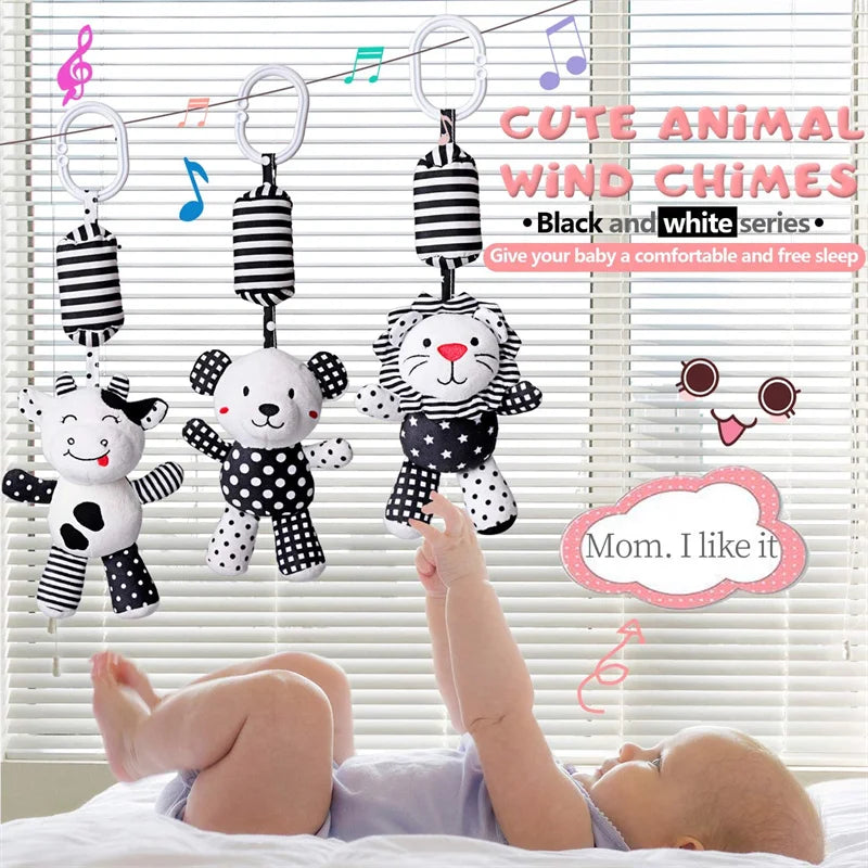 Newborn Sensory Toys For Babies Educational Baby Book Crib Toys Black White Baby Toys Animal Cloth Book Baby Toys 0 12 Months
