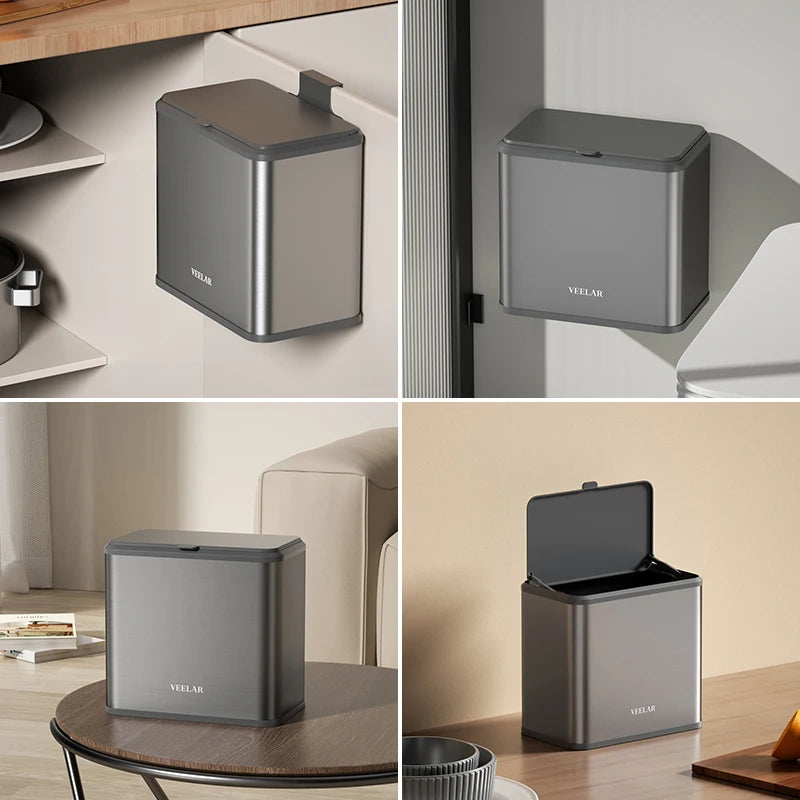 Kitchen  garbage can wall hanging waste paper basket trash can Kitchen cabinet hanging trash can Desktop trash bin dustbin with
