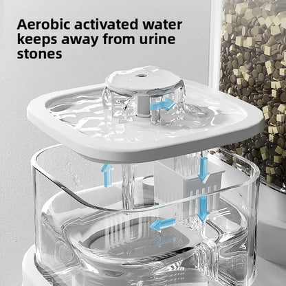 Cat water dispenser, automatic circulation water dispenser, water basin, feeding and feeding all-in-one machine, 2-in-1 pet