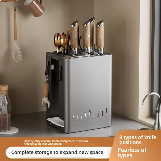 Stainless Steel Knife Holder Kitchen Rack Countertop Cutting Board Rack Cutting Board Knife Integrated Home Knife Holder Storage