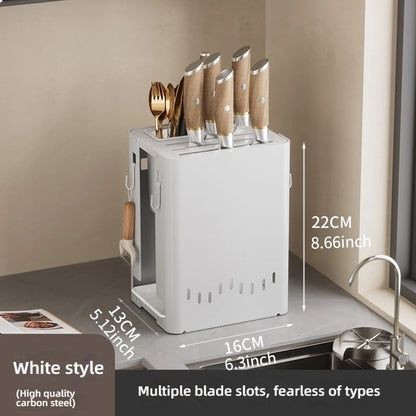 Stainless Steel Knife Holder Kitchen Rack Countertop Cutting Board Rack Cutting Board Knife Integrated Home Knife Holder Storage