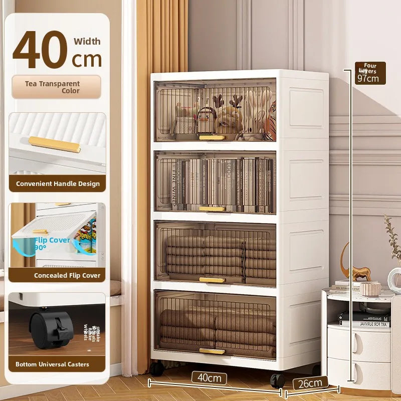 Batoom Kitchen  Storage Cabinet Multi-layer Ra Door Ba Flip Cover Cabinet Wall Mounted Organizer for Clothes Living ...