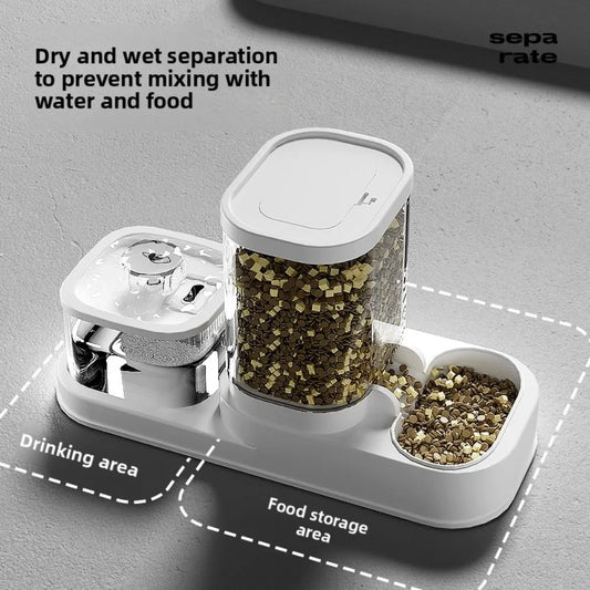 Cat water dispenser, automatic circulation water dispenser, water basin, feeding and feeding all-in-one machine, 2-in-1 pet